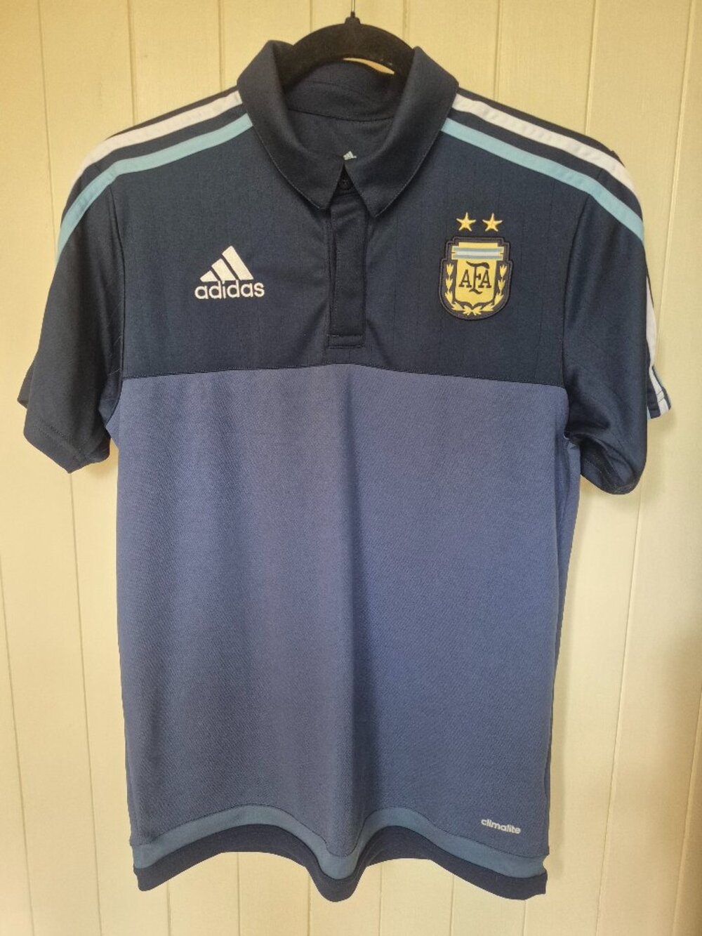 ADIDAS Argentina AFA Climalite Polo Shirt Size S Soccer Football Jersey Navy Blu